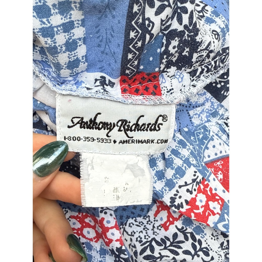 Anthony Richards Patchwork Red White Blue Shift L… - image 7